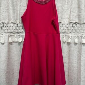 Rare Editions Red Halter A-line Mini Dress